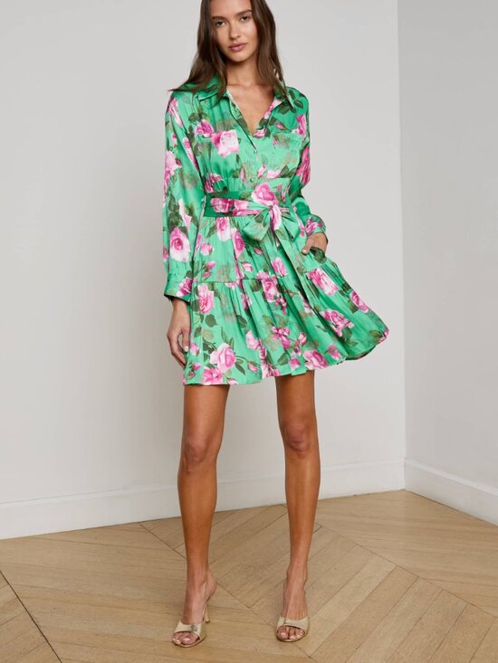 L'AGENCE Dresses & Skirts - NWT L'Agence Virlen Satin Shirt belted Dress w/pockets S $495